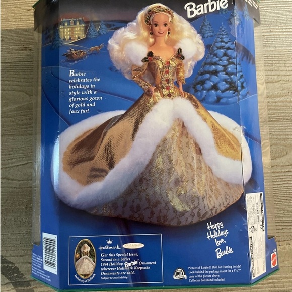 Barbie Holiday Doll with Gold Gown! 1994 Happy Holidays Barbie Special Edition - Picture 2 of 2
